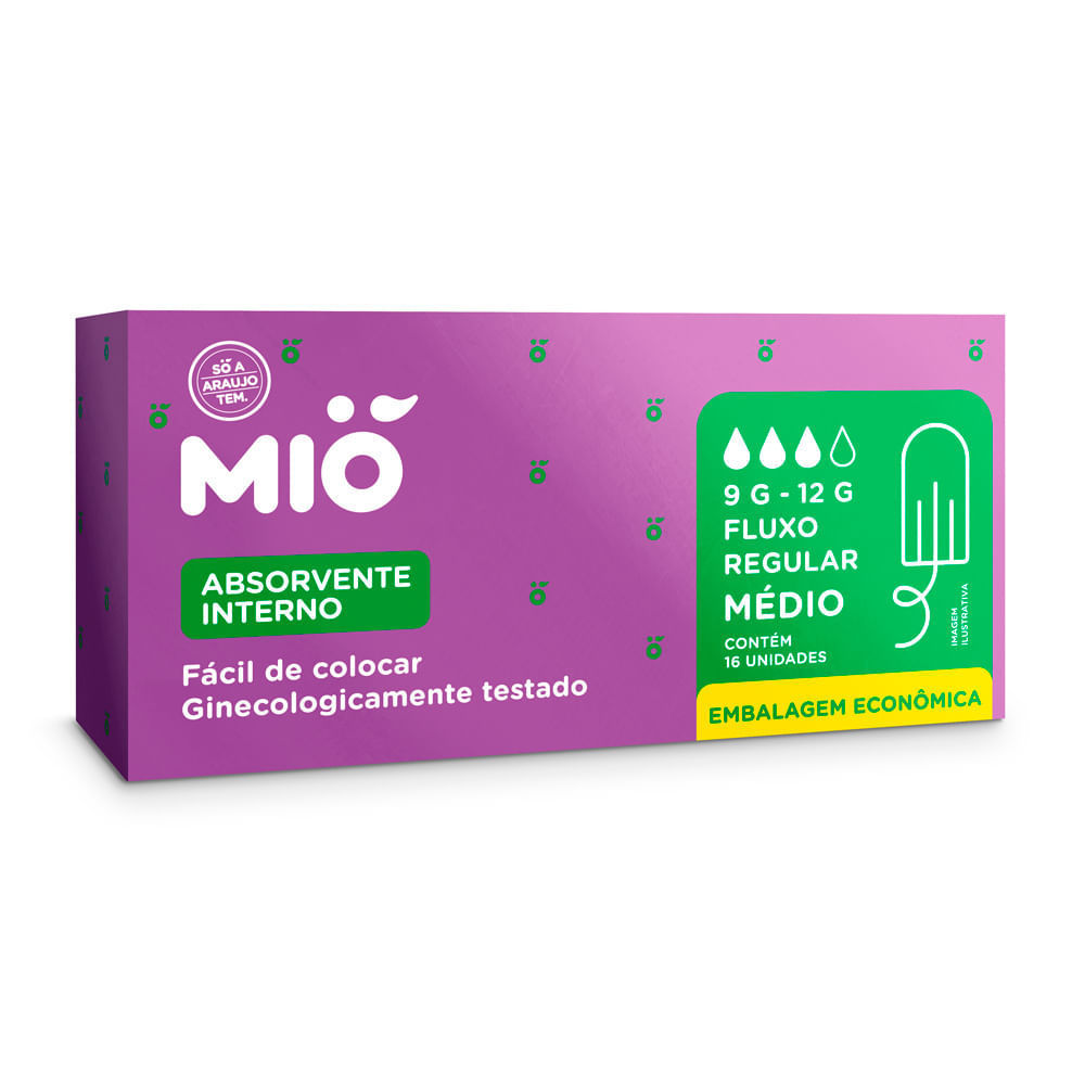 Absorvente Interno Mió Médio Fluxo Regular 16 Unidades