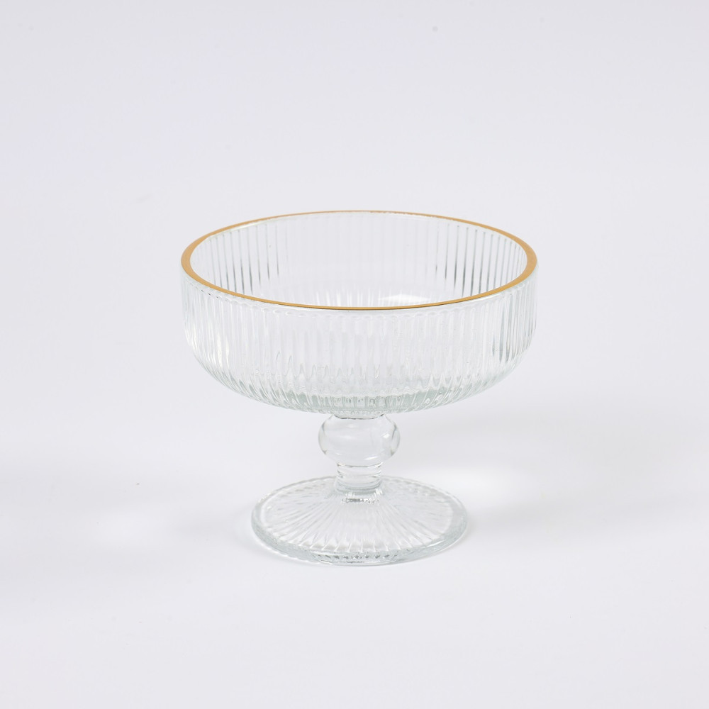 Jogo de 6 Taças para Sobremesa La Vittra com Borda Dourada em Oferta na Shopee