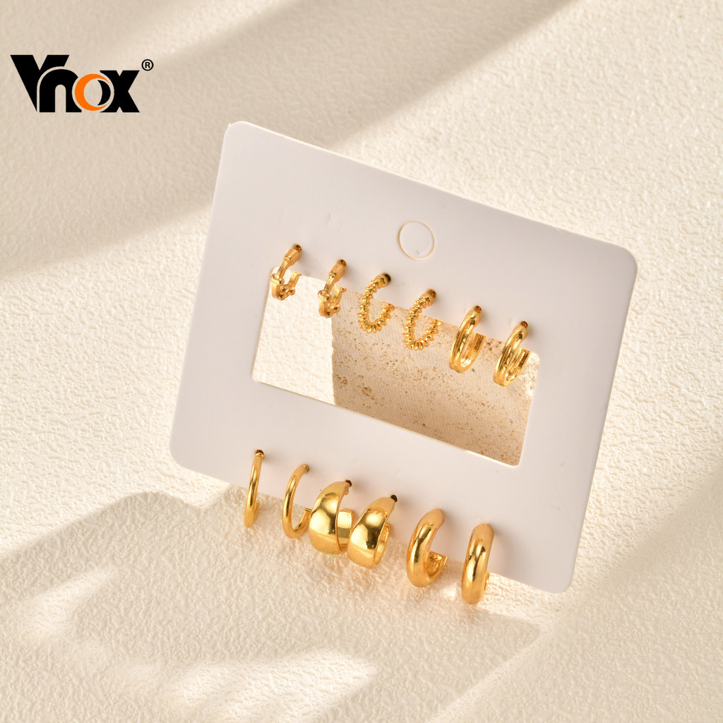 Conjunto De Brincos Minimalistas Em Forma De C Vnox 6 Pares , Joias Simples Da Moda Para Mulheres , Meninas , Presente D em Oferta na Shopee