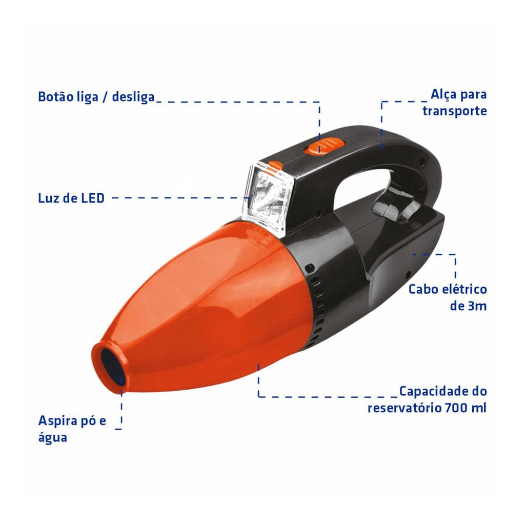 Aspirador de Pó Automotivo Dust60 - Intech