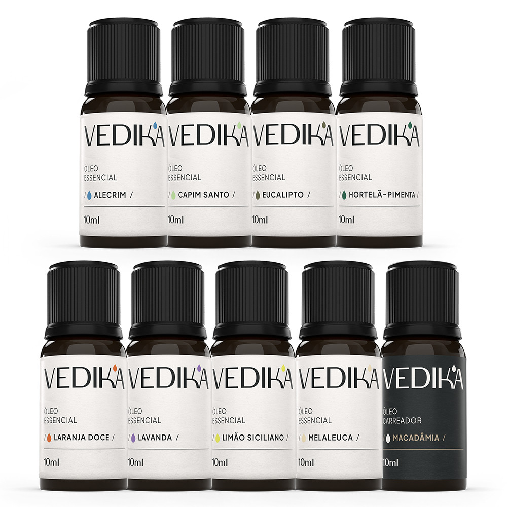 Óleos Essenciais Vedika - Aromaterapia Pura e Natural - 100% Veganos