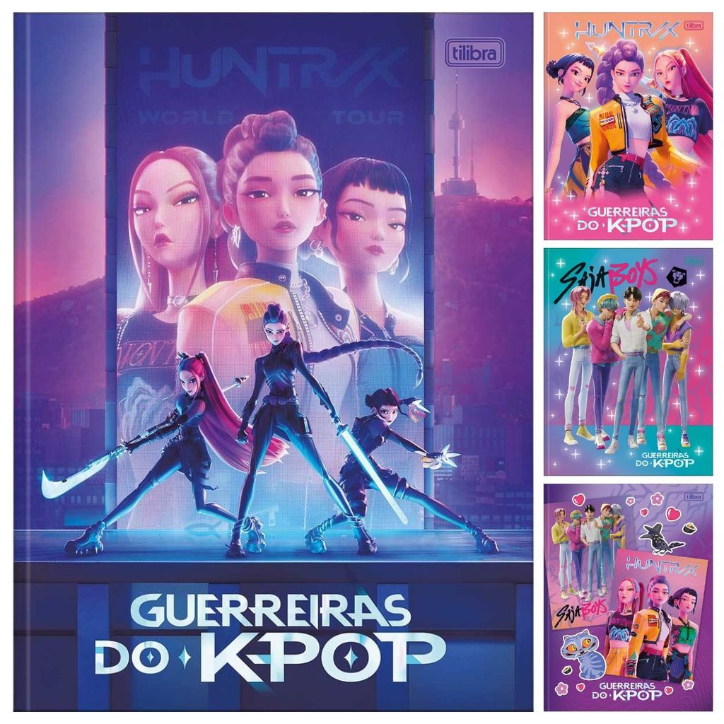 Caderno Guerreiras do K-Pop BROCHURA -  TILIBRA Capa Dura - 80 Folhas Huntrix em Oferta na Shopee