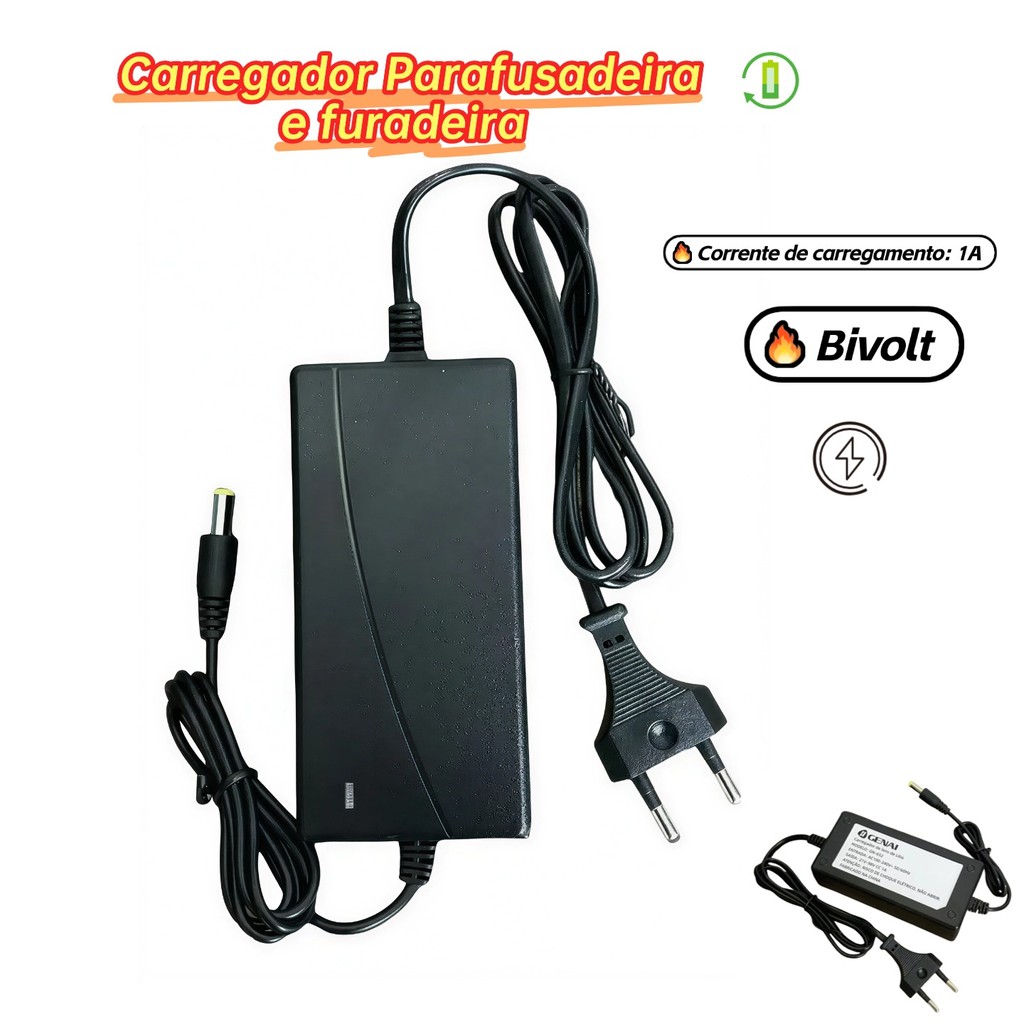 Fonte Carregador De Bateria De Litio Parafusadeira Lixadeira 12-21V em Oferta na Shopee