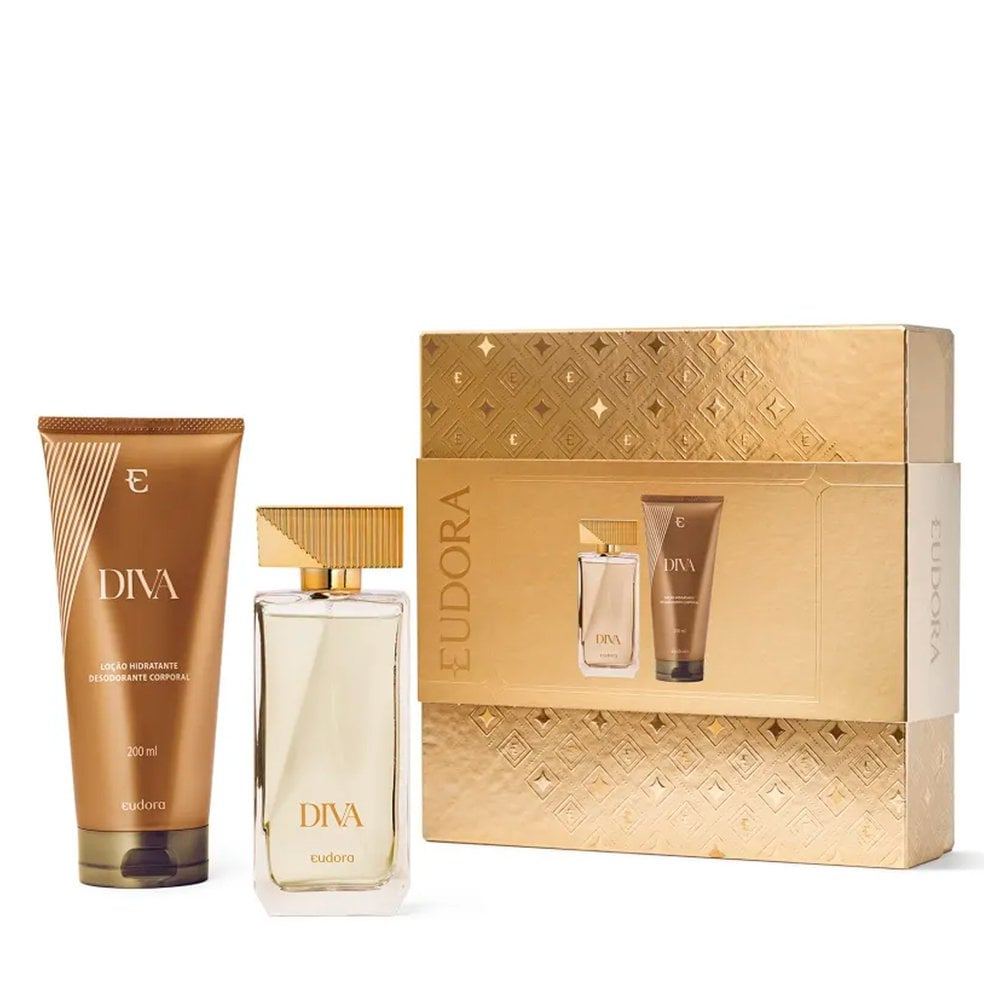 Kit Perfume Feminino Eudora Deo Colônia Diva 100ml + Loção Hidratante 200ml em Oferta na Shopee