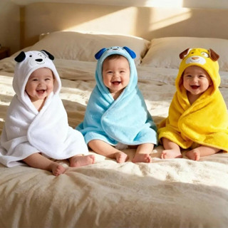 Toalhas de banho cueiros com capuz de algodão macio e secagem rápida com desenhos animados para bebês e crianças em Oferta na Shopee