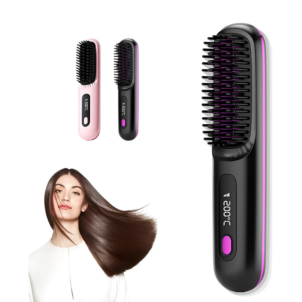 Escova Alisadora de Cabelo Portátil Sem Fio Recarregável Domni