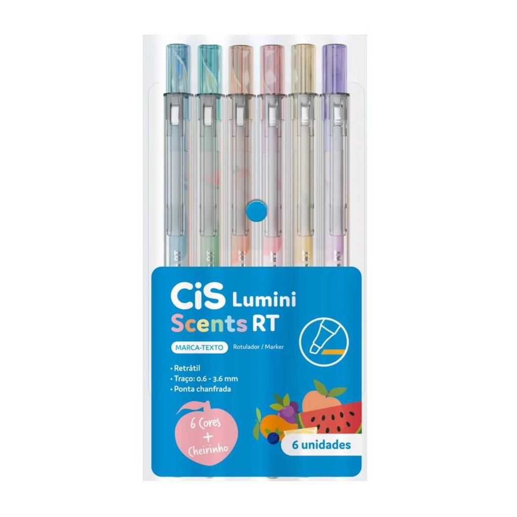 Pincel marca texto Lumini Scents RT com 6 unidades Cis