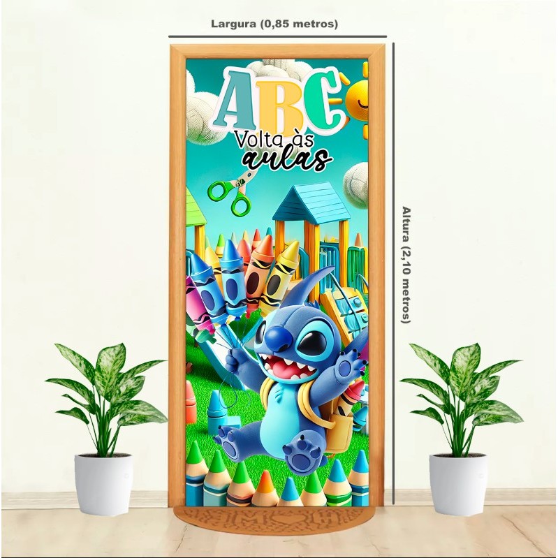CAPA DE PORTA VOLTA AS AULAS LILO E STICH PARA ESCOLA PAINEL VESTE PORTA DECORATIVO EM TECIDO em Oferta na Shopee