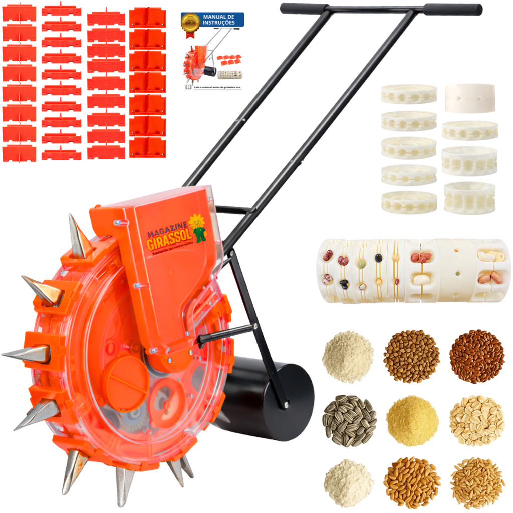 Plantadeira Semeadeira 12 Bicos Semiautomática Regulável Sementes Grãos Empurrar Manual FR-HSA em Oferta na Shopee