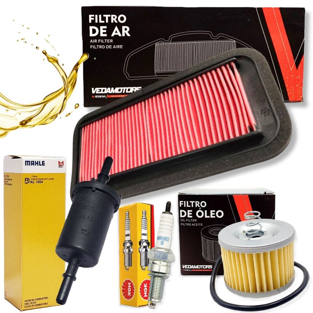 Filtros + Vela Ngk Fz15 150 Abs 2023-2025 (Filtro Ar + Filtro Óleo + Filtro Combustível e Vela Ngk) em Oferta na Shopee