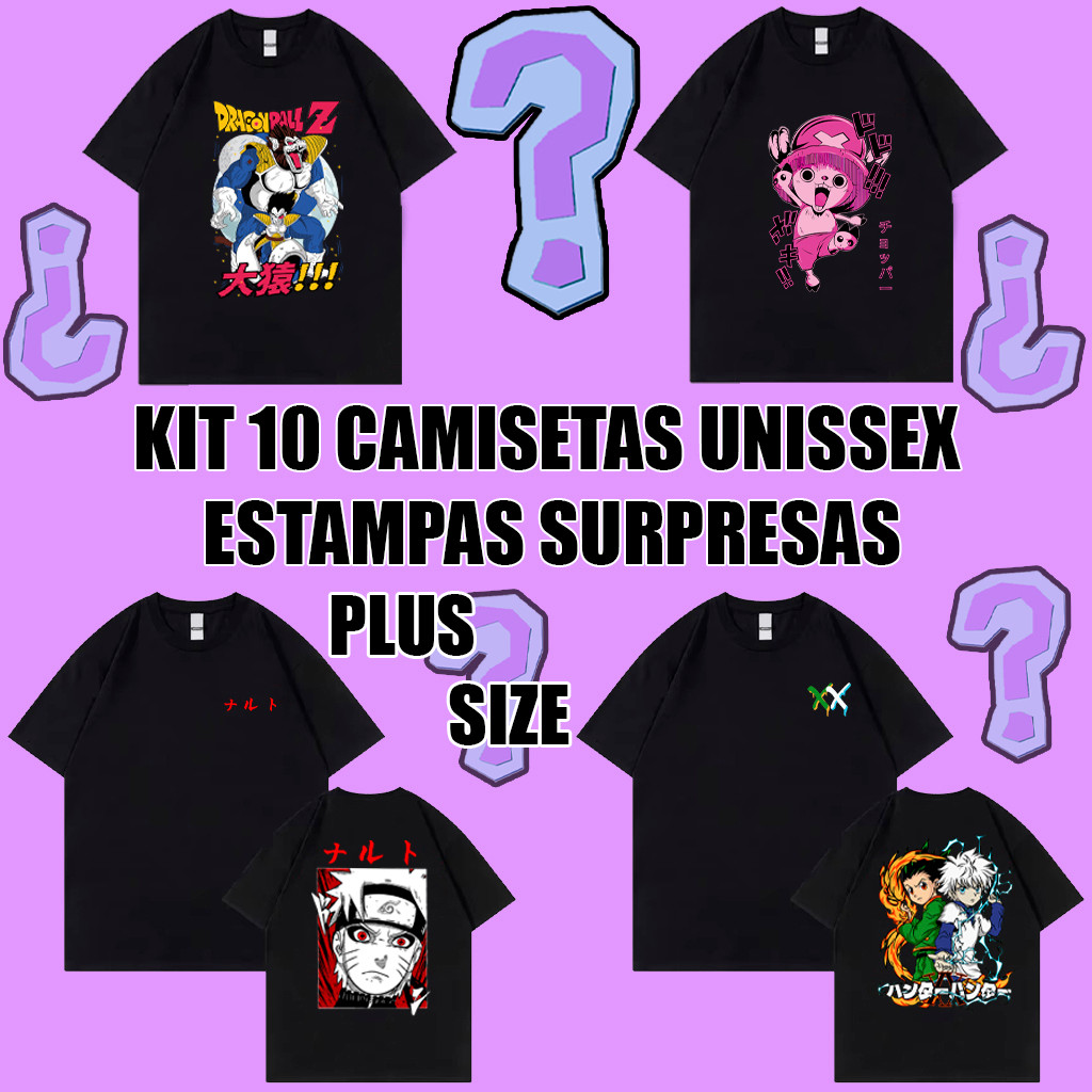 Kit 10 Camisetas Plus Size Super Queima de Estoque! Super Saldão Camiseta Surpresa 100% Algodão.. Unissex em Oferta na Shopee
