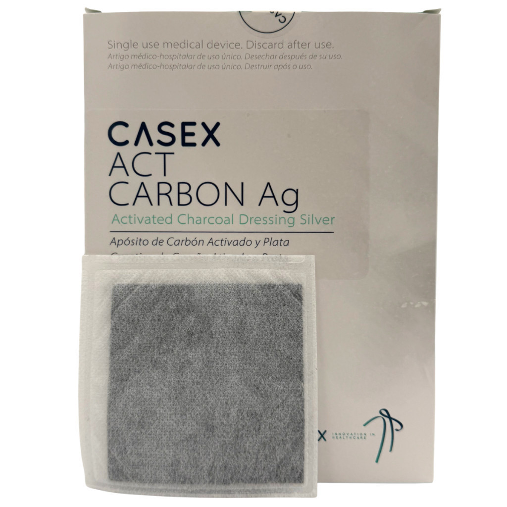 Curativo C/2 Unidades de Carvão Ativado com Prata Casex Act Carbon 10,5cm x 10,5cm