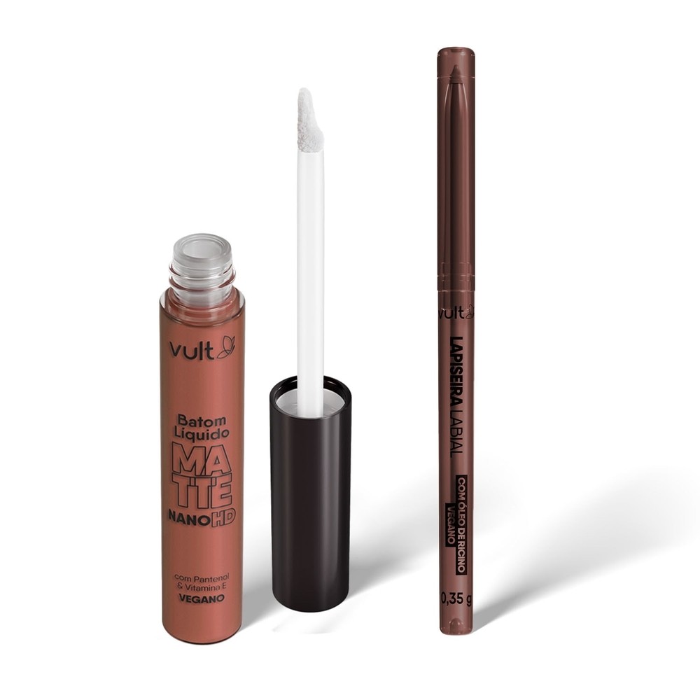 Combo Castanho Claro: Lapiseira Labial 0,35g + Batom Líquido Matte 5ml em Oferta na Shopee