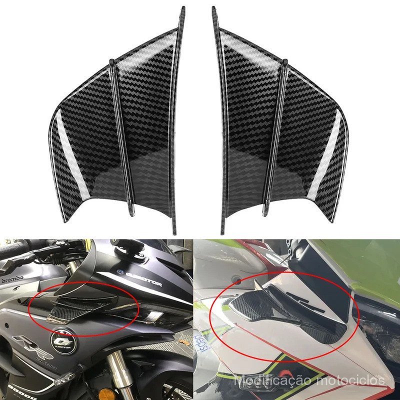 Asa de Fibra de Carbono Universal para Motocicleta, Protetor de Asa, Defletor de Ar para DUCATI, YAMAHA, Honda, Suzuki,