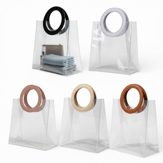 Sacola Transparente Grande Com Alça Bolsa Presente PVC 26cm em Oferta na Shopee