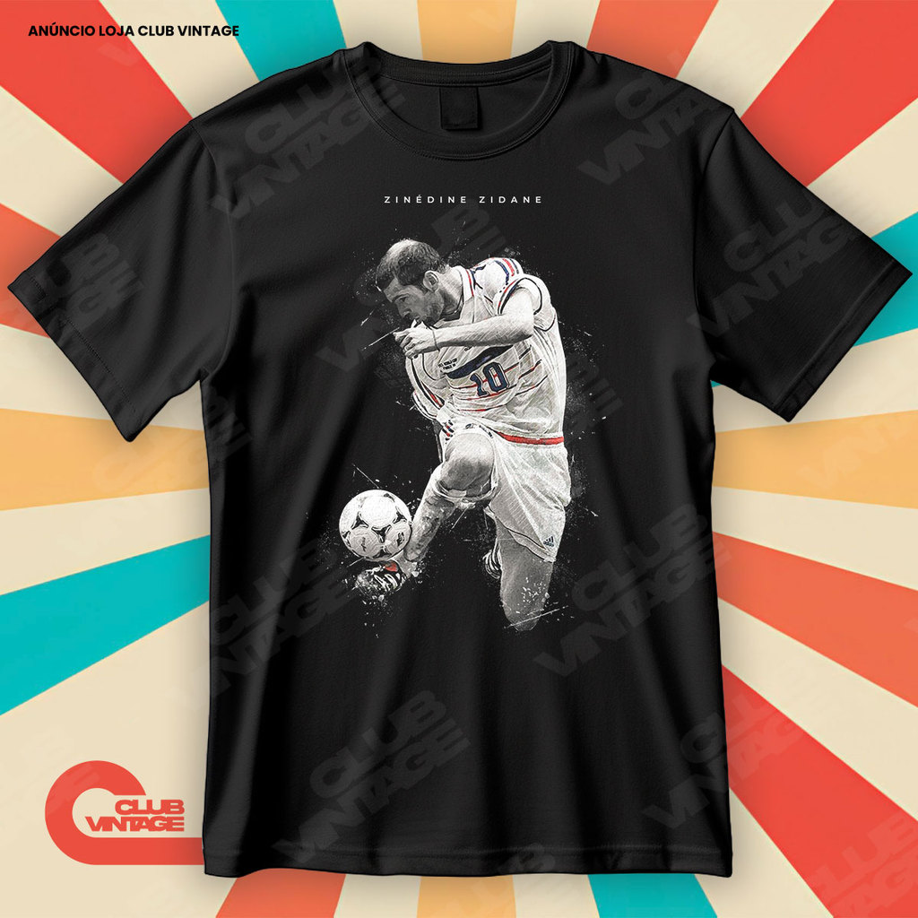 Camiseta Zinedine Zidane Zizou Jogador Histórico Lenda Blusa Camisa Futebol 100% Algodão