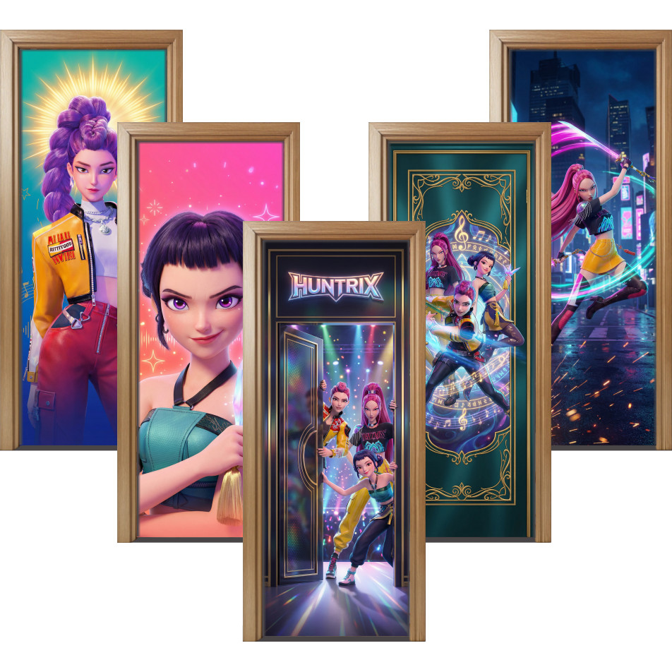 Painel de Porta K-Pop Demon Hunter | Caçadoras de Demônios | Tecido Premium | Frete Grátis | Vários Modelos