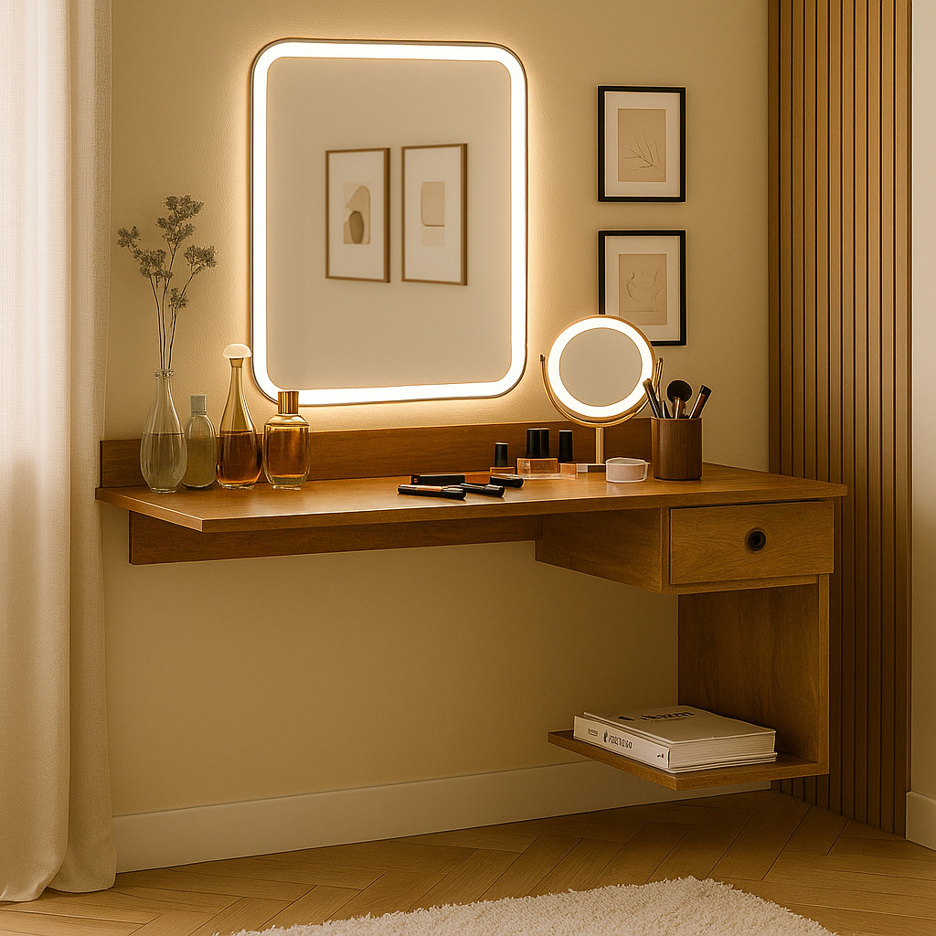 Penteadeira Camarim Suspensa com 1 Gaveta Organizadora Moderna  Quarto Closet Home Office