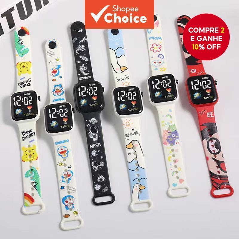Relógio Digital LED De Desenho Animado Para Crianças-Divertido Com Mostrador Quadrado À Prova D'água Meninos E Meninas , em Oferta na Shopee