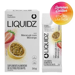 LIQUIDZ® - Eletrólitos Zero Açúcares - Sabor Maracujá com Morango - Kit 1 Caixa - 6 sachês
