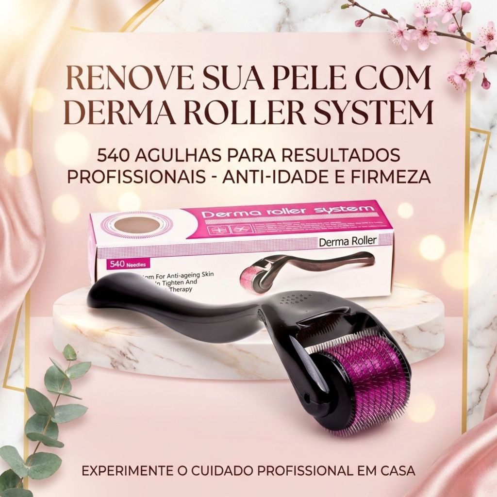 1 Dermaroller Microagulhamento Rolo Agulha System 540 Preencher Falha Cabelo Barba Cicatriz Mancha