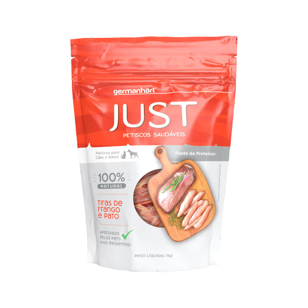 Petisco Natural Just Mix Pato e Frango 75g - Cães e Gatos, Sem Conservantes ( 12599 )