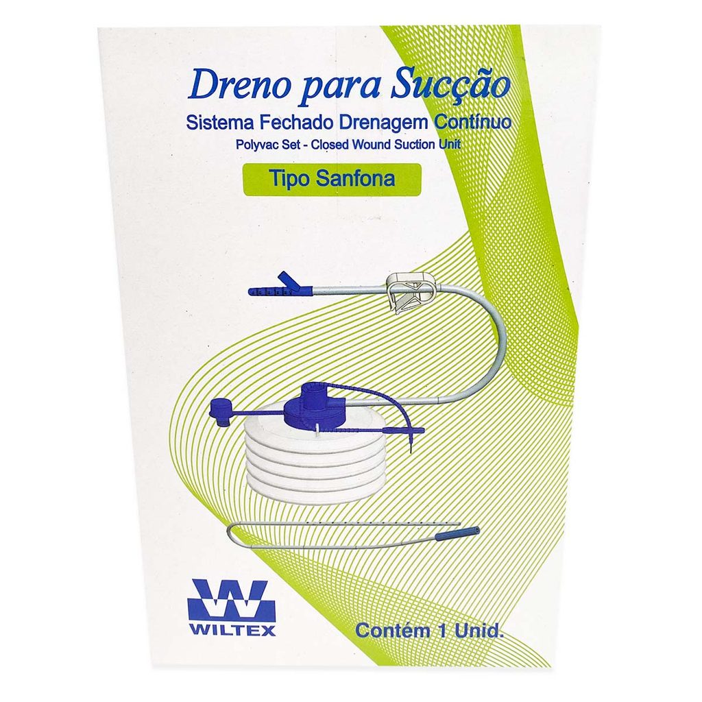 Dreno Sucção Sanfonado Wiltex 4,8mm 500ml Sistema Fechado Estéril