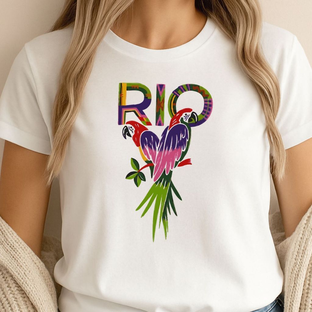 Camiseta Estampada Feminina  ARARA RIO T-Shirt Básica 100% Algodão 30.1 Camisa Blusa Feminina em Oferta na Shopee