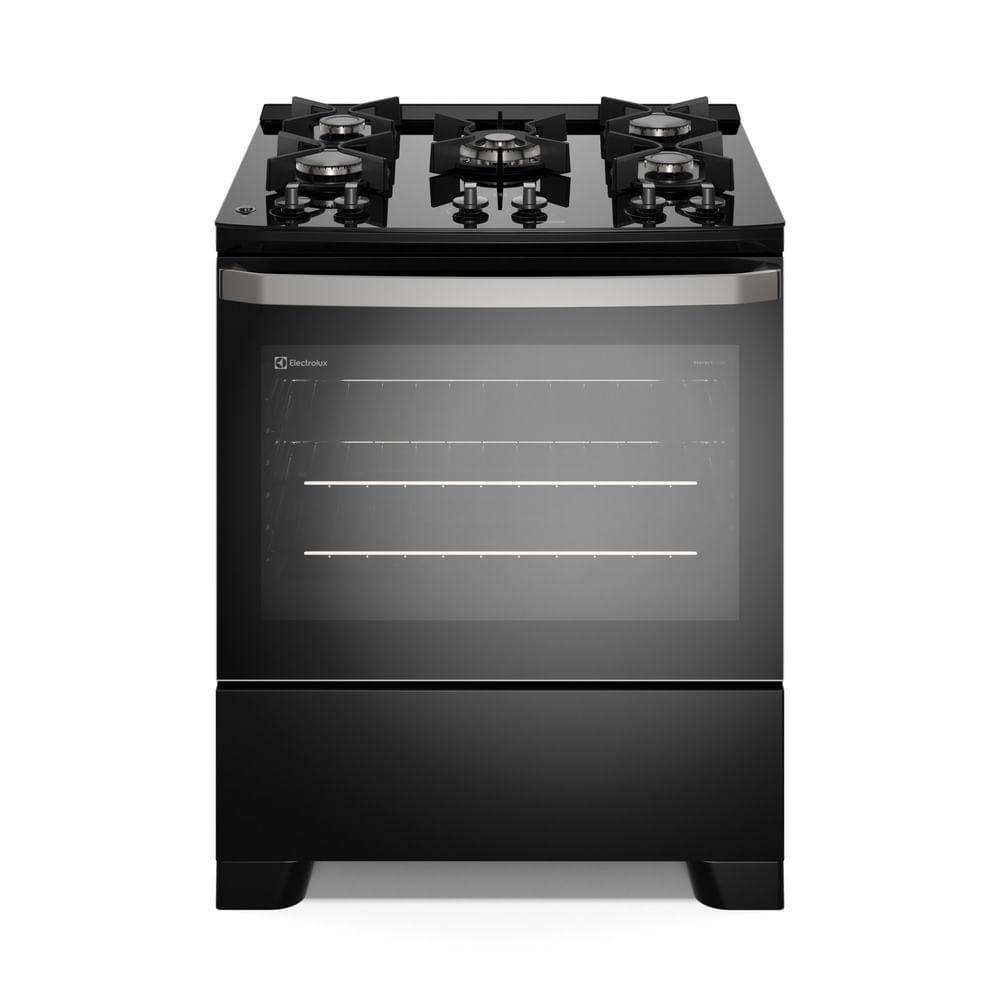 Fogão 5 bocas Electrolux Preto Efficient Mesa de Vidro, PerfectCook e Grades de Ferro (FE5GB)