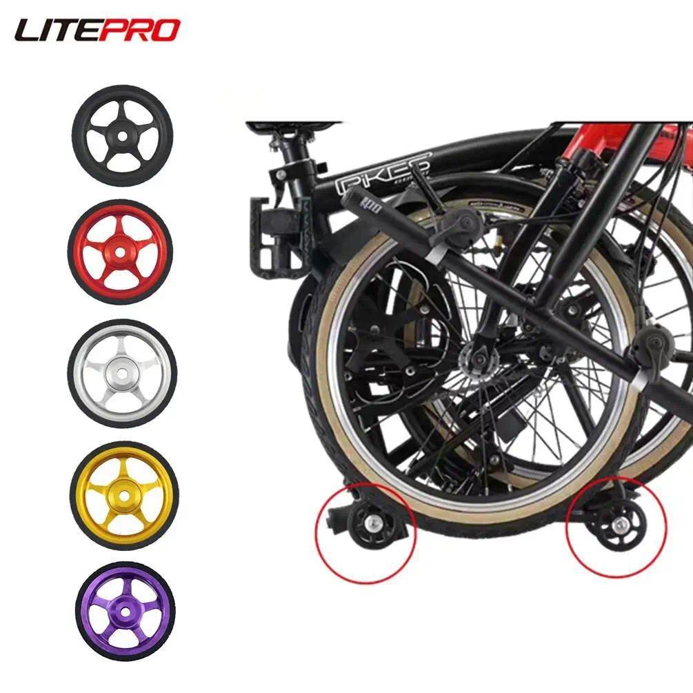 Litepro Bicicleta Dobrável Ampliada Roda Fácil Para Brompton Liga De Alumínio CNC Easywheel Rolamento Selado Rodas