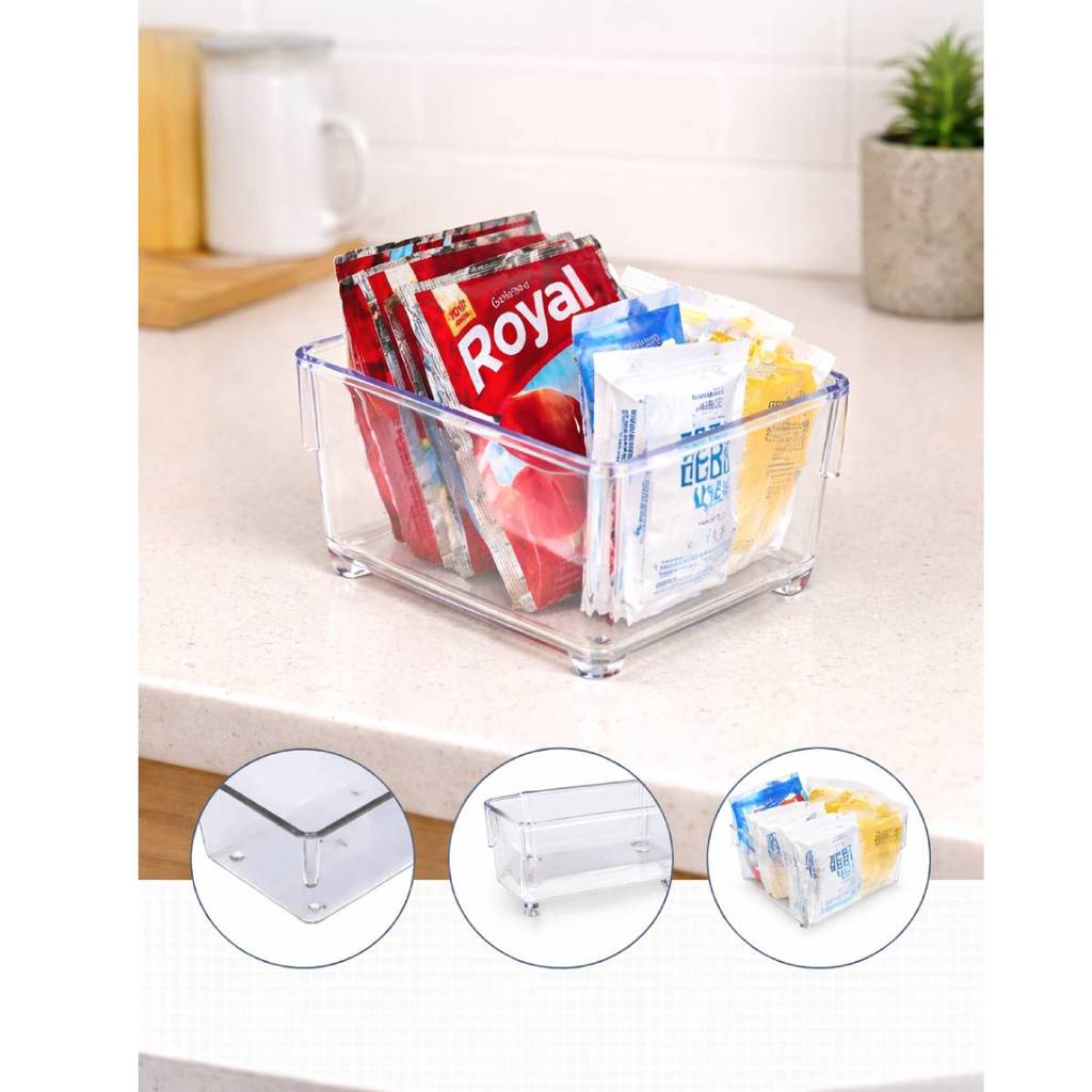 Organizador de Gavetas Multiuso Acrílico Empilhável P 11,5X8, 5X6Cm Geladeira, Armário