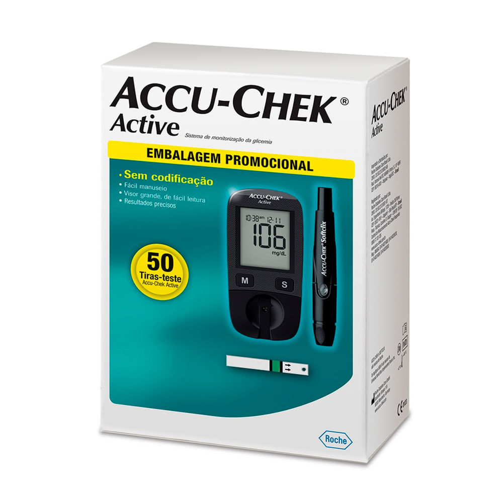 Accu-Chek Active Kit Monitor de Glicemia 50 Tiras Teste em Oferta na Shopee