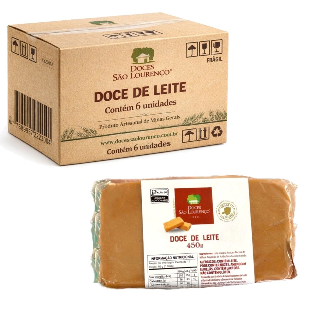 Kit c/ 6und Doce de Leite Puro em Massa SÃO LOURENÇO 450g