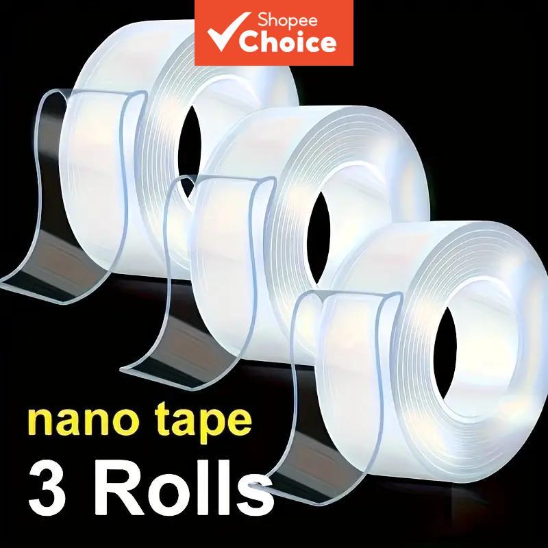 3 Peças Forte NANO Fita Dupla Face Reutilizável Sem Riscos Lavável Para Uso Automotivo De Escritório Doméstico em Oferta na Shopee