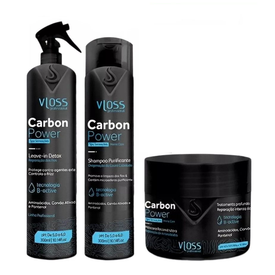 Vloss Carbon Power Detox Carvão Ativado Vloss 3x300ml