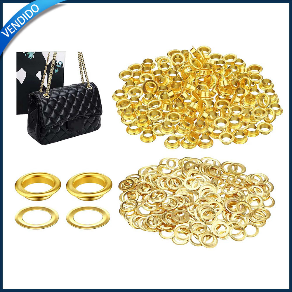 Kit 300 Pinos com ilhós de metal de 10 mm com arruelas adequados para lonas calçados vestuário tecidos couro e bolsas