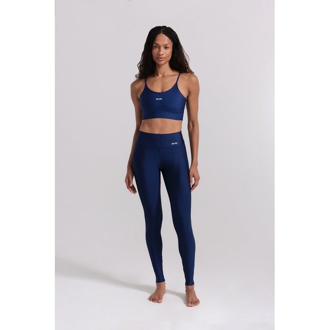 Conjunto Fitness Legging + Top Marinho Tecnologia Dry Proteção UV50+ Zero Transparência