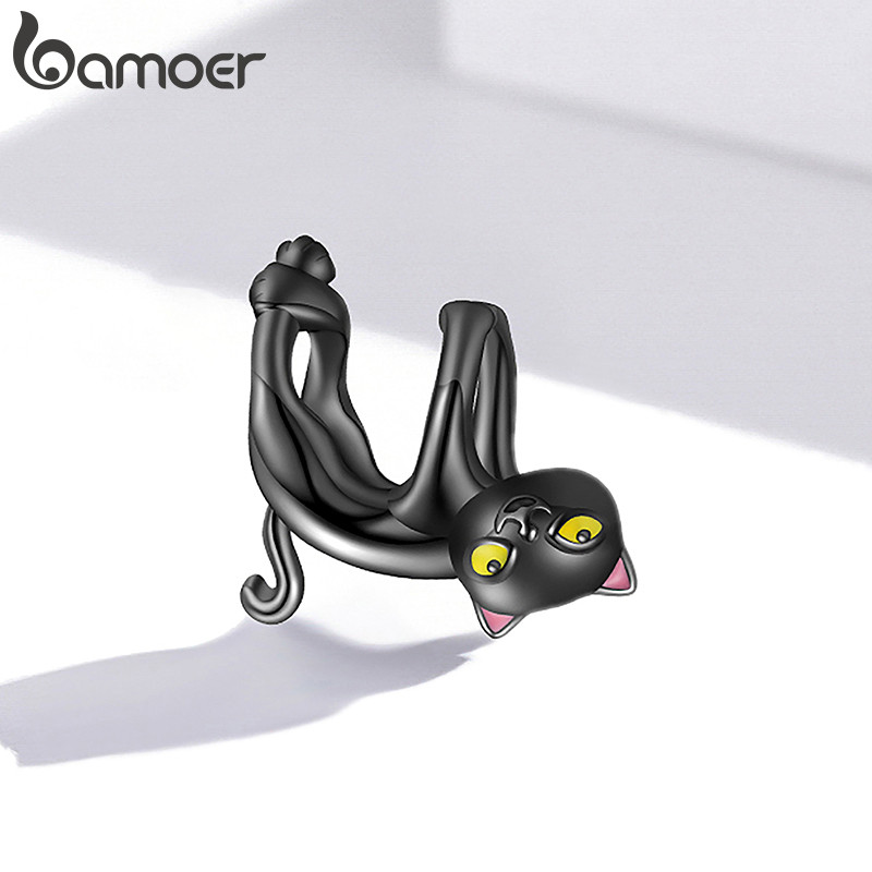 Bamoer Bead Bonito Gato Preto Pingente DIY Pulseira Colar Acessórios Para Presentes Femininos · foto 2