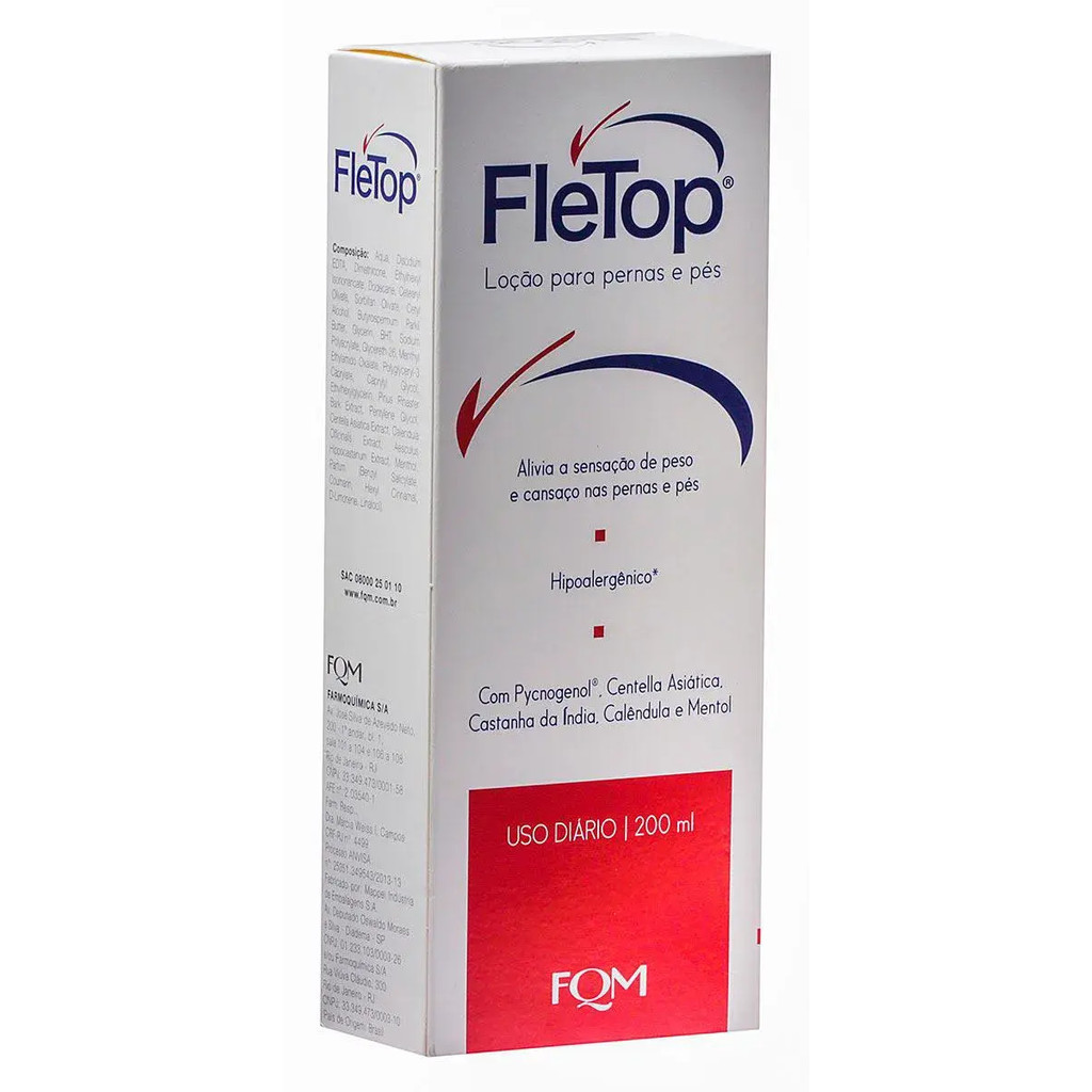 Fletop 200ml Loção Refrescante para Pernas e Pés Sensação de Conforto