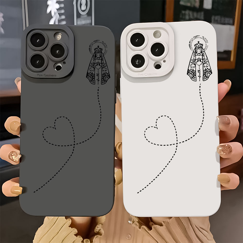 Capinha Capa De Silicone Anti-impacto Nossa Senhora Maria Para IPhone 7 8 X Xs XR 11 12 13 14 15 16 17 Air Plus Pro Max em Oferta na Shopee