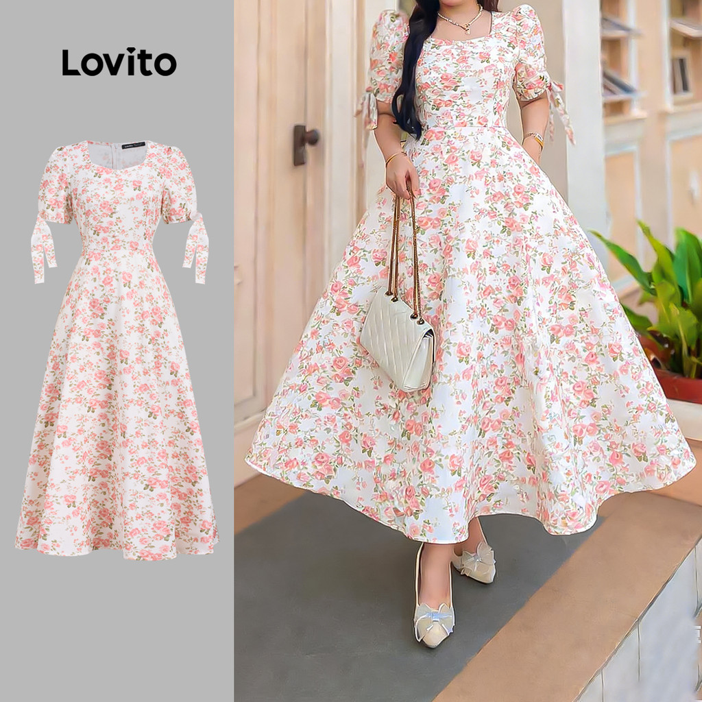 Lovito Vestido Casual com Zíper para Primavera/verão para Mulheres LK2LD320 em Oferta na Shopee