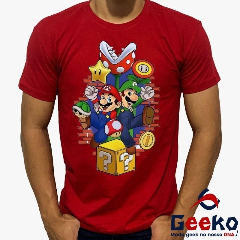 Camiseta Premium Mario e Luigi 100% Algodão Game Filme Super Envio Imediato em Oferta na Shopee