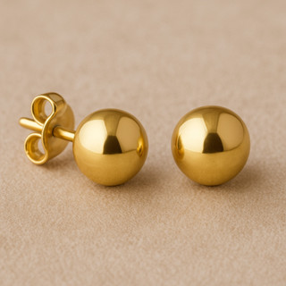 Brinco Feminino De Bolinha Lisa Banhado A Ouro 18k Elegante em Oferta na Shopee