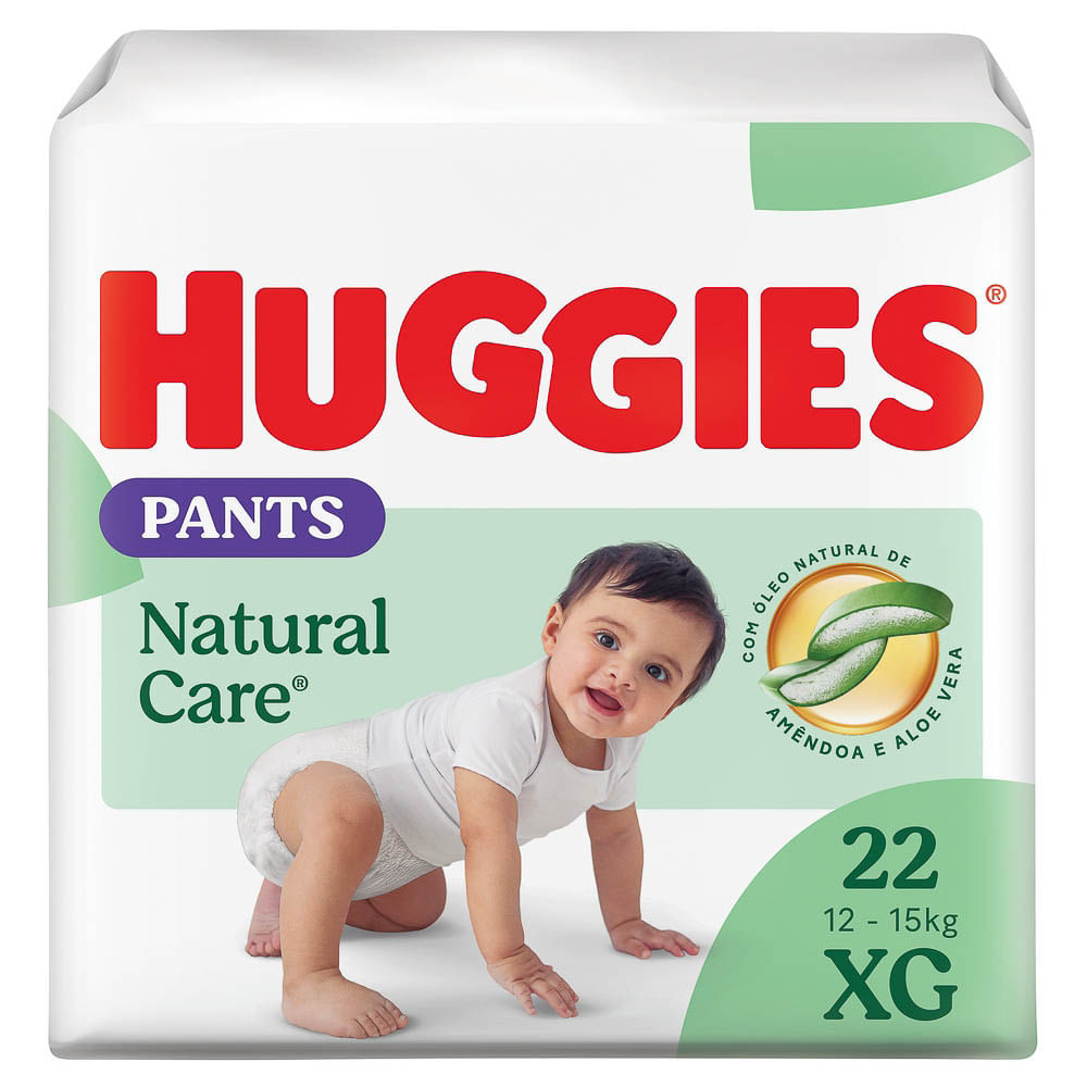 Fralda Roupinha Huggies Natural Care Tamanho XG Pacote Mega 22 Unidades Descartáveis
