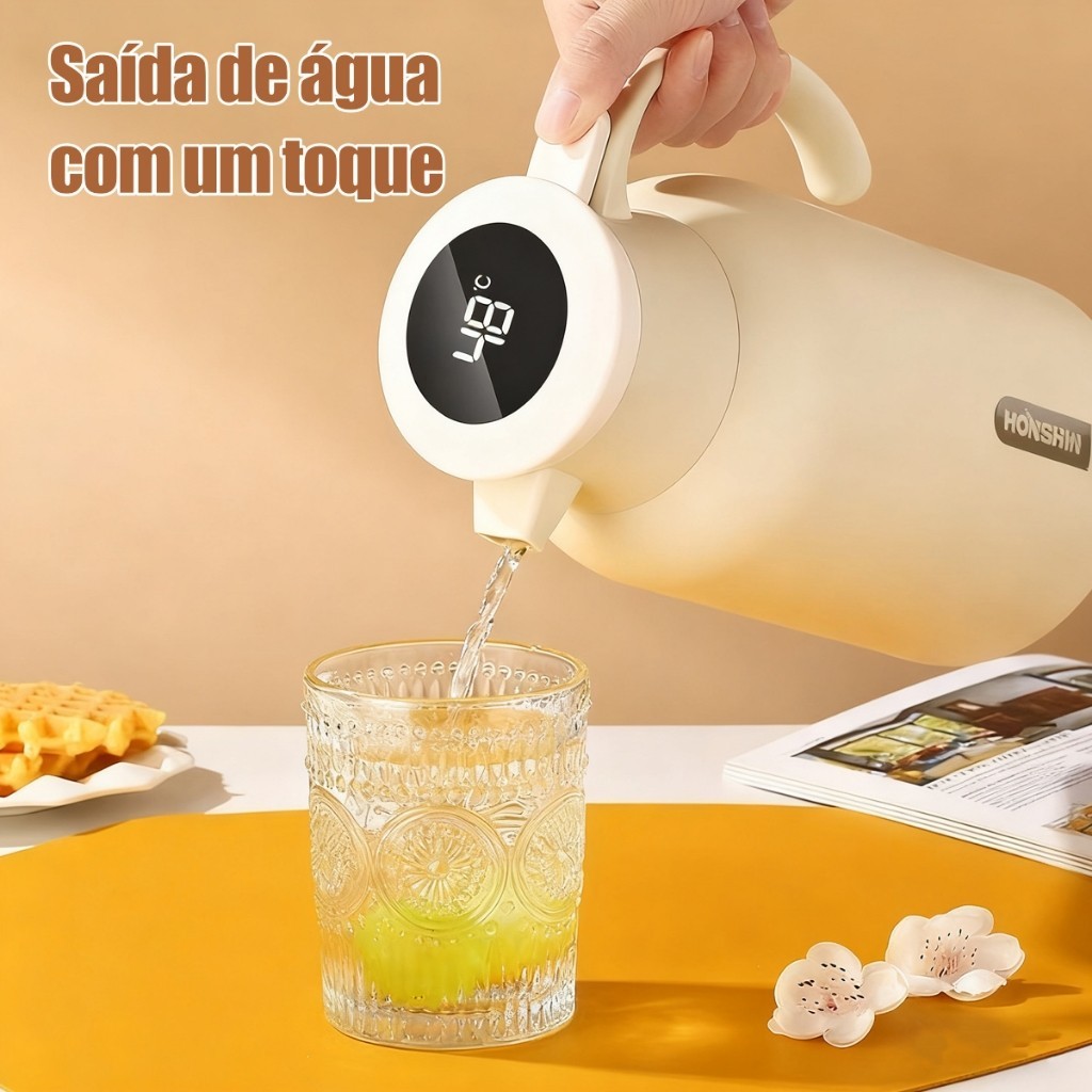 Garrafa Térmica com Display Digital 1L | Garrafa Inteligente a Vácuo para Café e Água