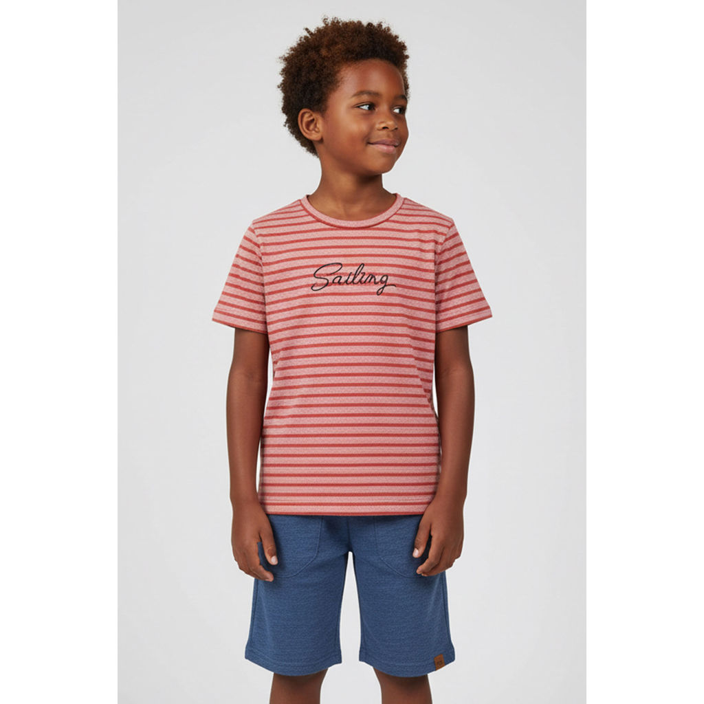 Conjunto Infantil Menino Bordado Sailing Elian Laranja
