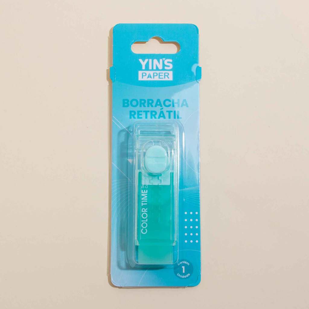 Borracha Retrátil Color Time Verde - Yin's Paper  -