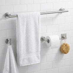Kit Acessórios Suporte Lavabo Banheiro Papel Higiênico Toalheiro Inox 4 Peças Moderno