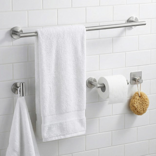 Kit Acessórios Suporte Lavabo Banheiro Papel Higiênico Toalheiro Inox 4 Peças Moderno