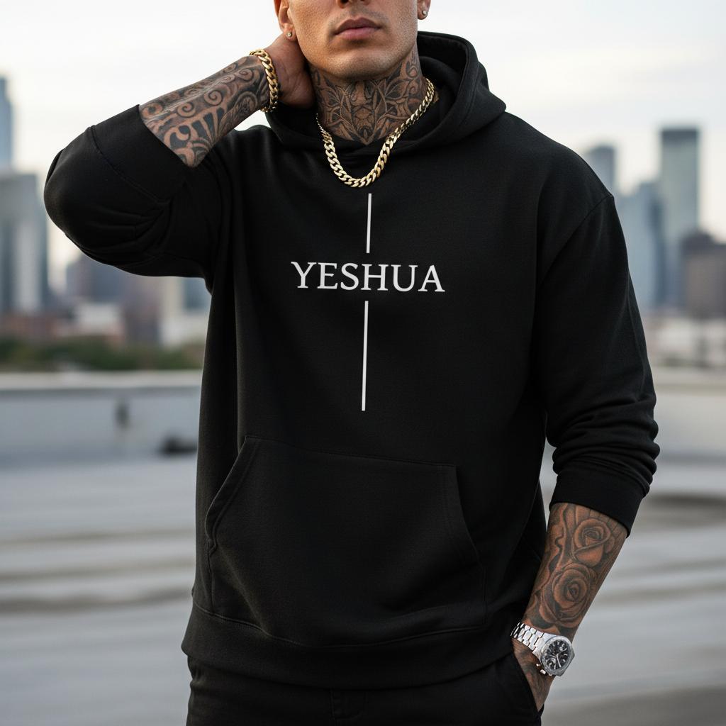 Moletom Canguru Bolso Capuz Religioso Yeshua Cruz Premium Confortável Masculina Quente Estilosa em Oferta na Shopee